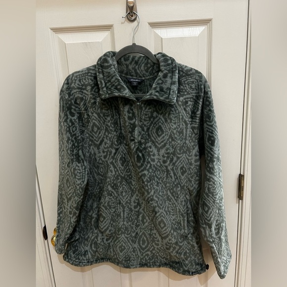Vintage Eddie Bauer Green Patterned Super Soft Fleece Jacket - Picture 1 of 7